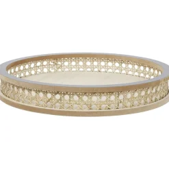 Plateau rond rotin et osier Ø30cm naturel et gris