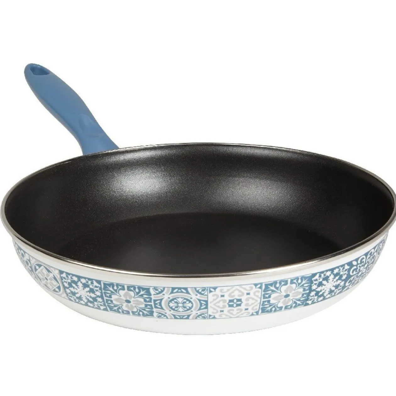 Poêle anti-adhésive acier émaillé motif carreau de ciment