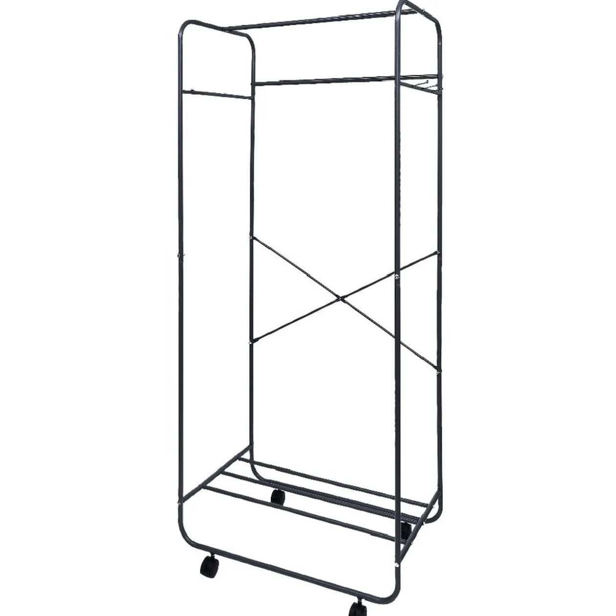 Portant à roulettes avec patères latérales 72x45xH.170 cm