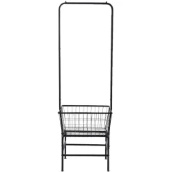 Portant à vêtements avec panier de rangement métal noir