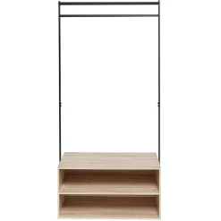 Portant avec range-chaussures noir naturel