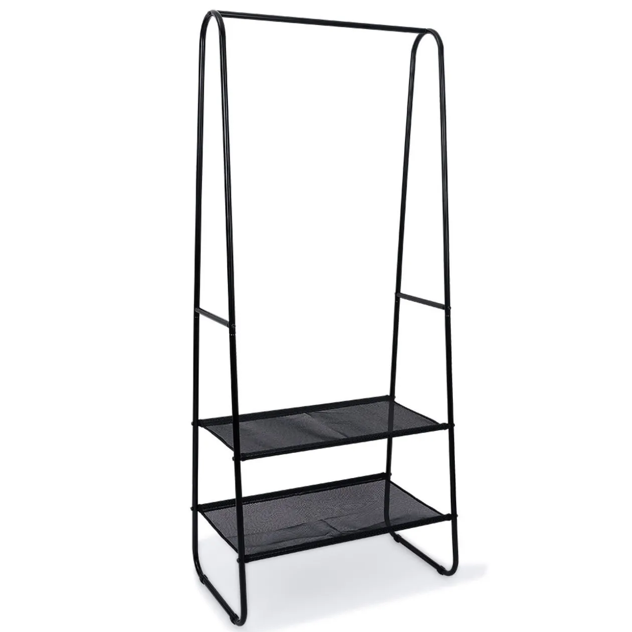 Portant avec tablettes métal pvc noir