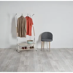 Portant blanc avec 2 étagères en bois