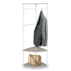 Portant en bois et métal blanc naturel