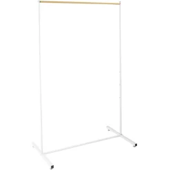 Portant en métal hauteur réglable décor bois et blanc