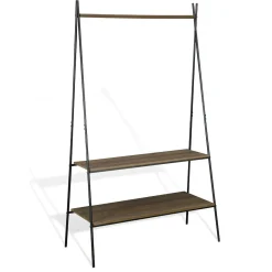 Portant et rangement chaussures 2 niveaux métal et bois