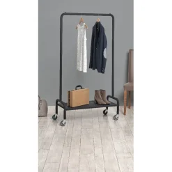 Portant tube noir avec étagère