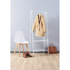 Portant vêtement simple blanc avec 2 tablettes