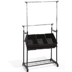 Portant vêtements double avec 3 panières