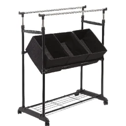 Portant vêtements double avec 3 panières