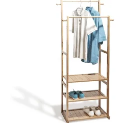 Portant vêtements double bambou