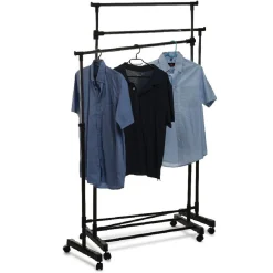 Portant vêtements triple à roulettes