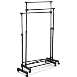 Portant vêtements triple à roulettes