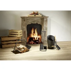 Porte bûche avec anse métal noir