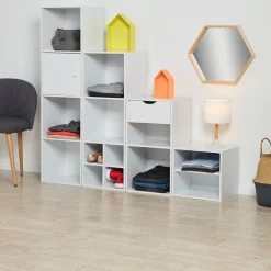 Porte Box Cube bois blanc