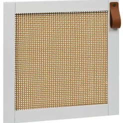 Porte Box Cube 32,2x32,2x1,2cm quadrillage rotin et bois blanc