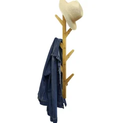 Porte manteau mural bambou 8 crochets 21x7xH98cm