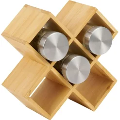 Porte épice 5 cases bambou 17x17xH9cm