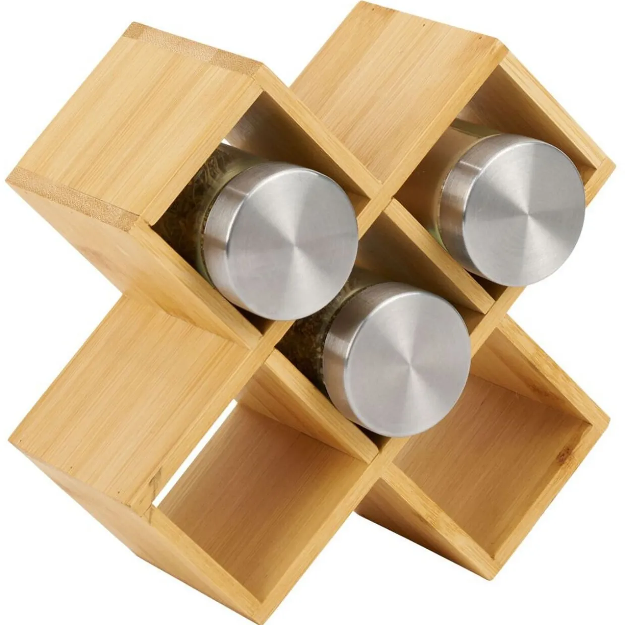 Porte épice 5 cases bambou 17x17xH9cm
