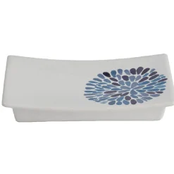 Porte savon blanc design cyclade bleu