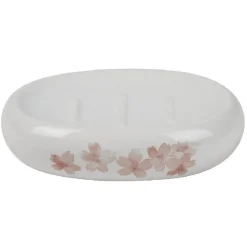 Porte savon blanc design fleur cerisier rose