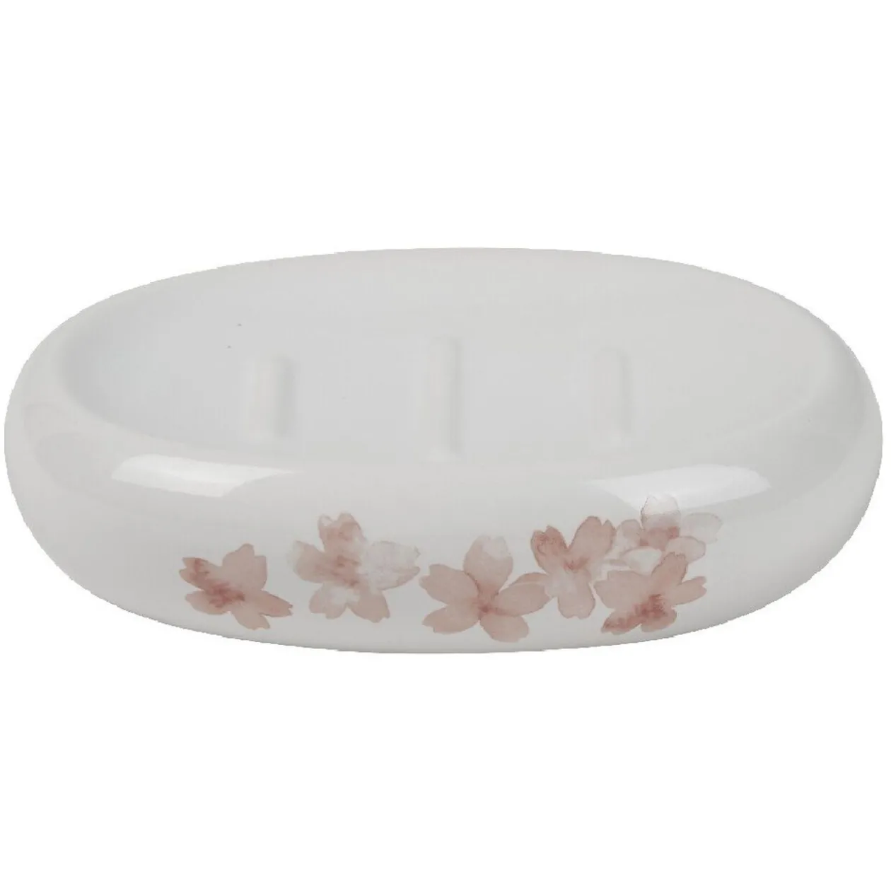 Porte savon blanc design fleur cerisier rose