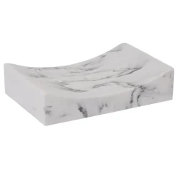 Porte savon céramique blanc effet marbre