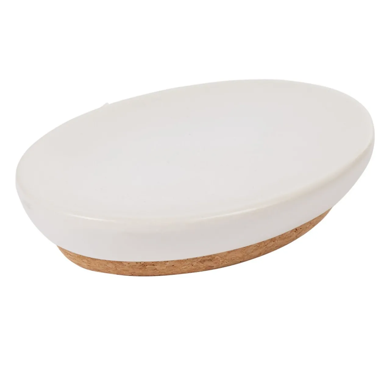 Porte savon céramique blanc avec fond liège