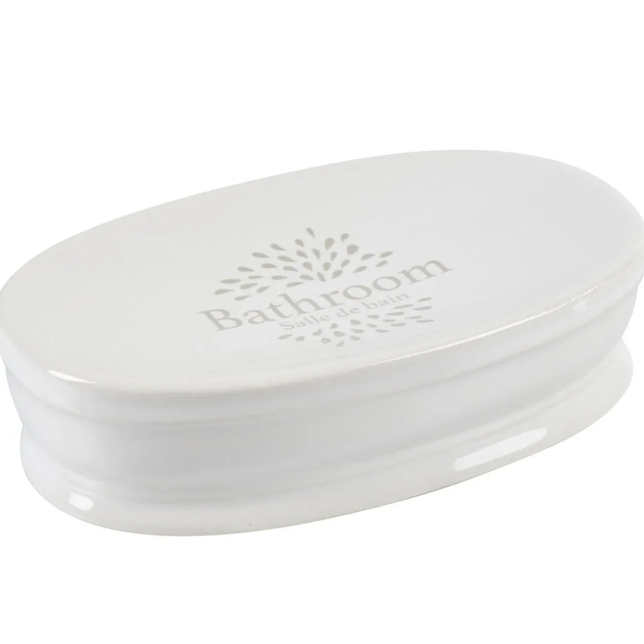 Porte savon design fleur avec inscription bathroom