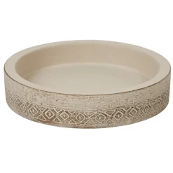 Porte savon rond ciment gravé beige naturel