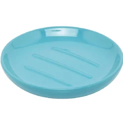 Porte savon rond céramique bleu lagon