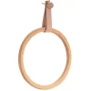 Porte serviette anneau en bois et cuir