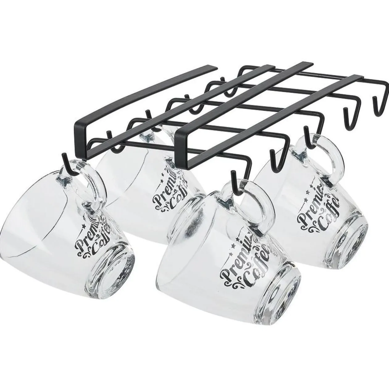 Porte-mugs avec 10 crochets en métal noir - L28xl.14xH.5.5cm