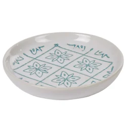 Porte-savon céramique design rosace blanc bleu