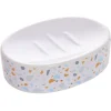 Porte-savon céramique motif terrazzo blanc et bleu 13x8,5xH3cm