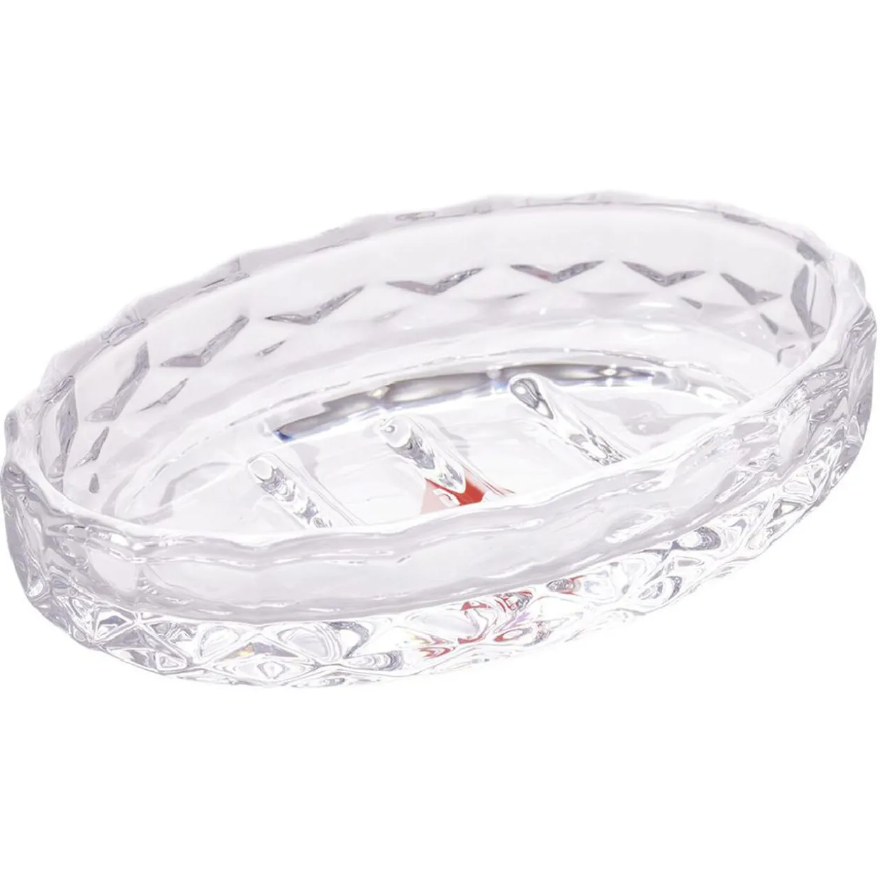 Porte-savon en verre effet cristallin transparent 12x8xH2,5cm