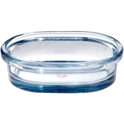 Porte-savon en verre transparent bleu 13,3x9,8xH3,8cm