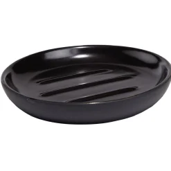 Porte-savon rond céramique noir Ø10xH2cm