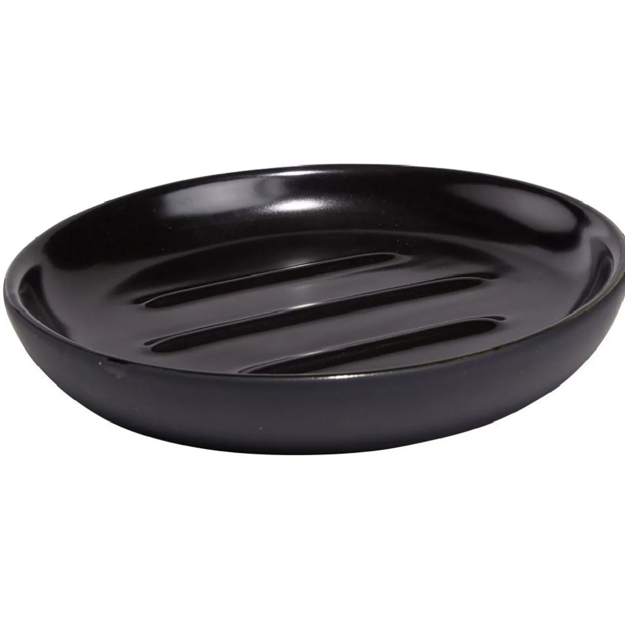 Porte-savon rond céramique noir Ø10xH2cm