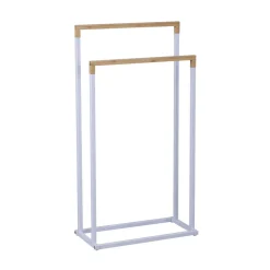 Porte-serviettes 2 niveaux blanc et naturel