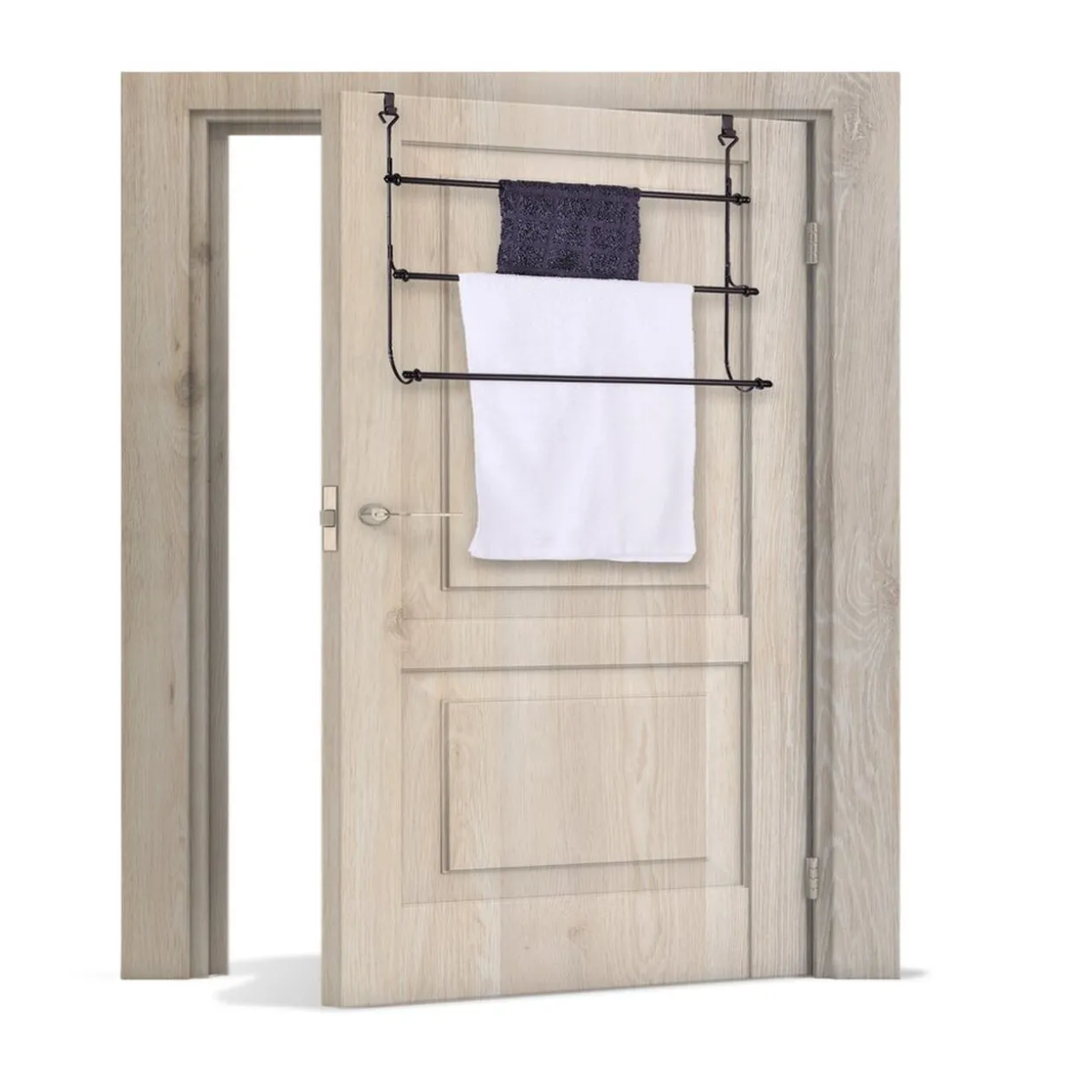 Porte-serviettes à suspendre en fer noir 48,5x12xH54cm