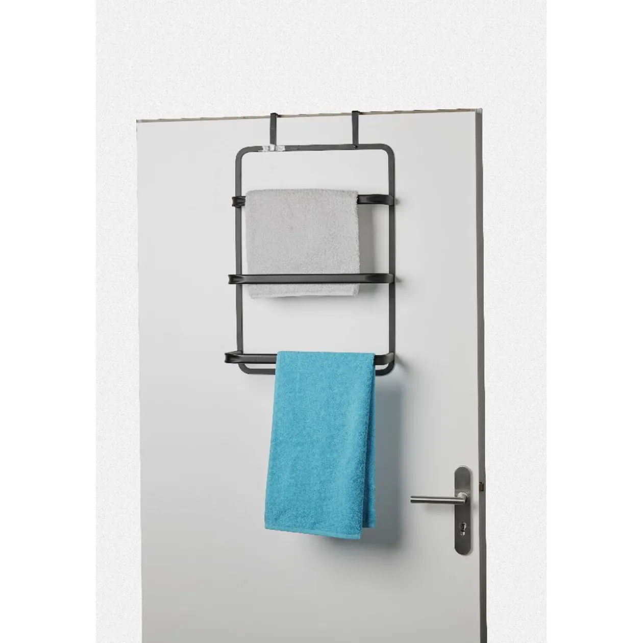 Porte-serviettes de porte acier noir