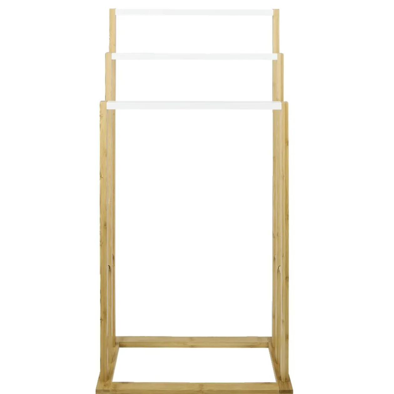 Porte-serviettes en bambou naturel et blanc 42x24xH81,5cm