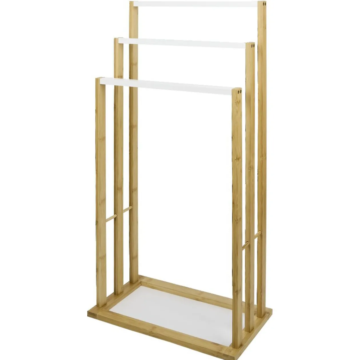 Porte-serviettes en bambou naturel et blanc 42x24xH81,5cm