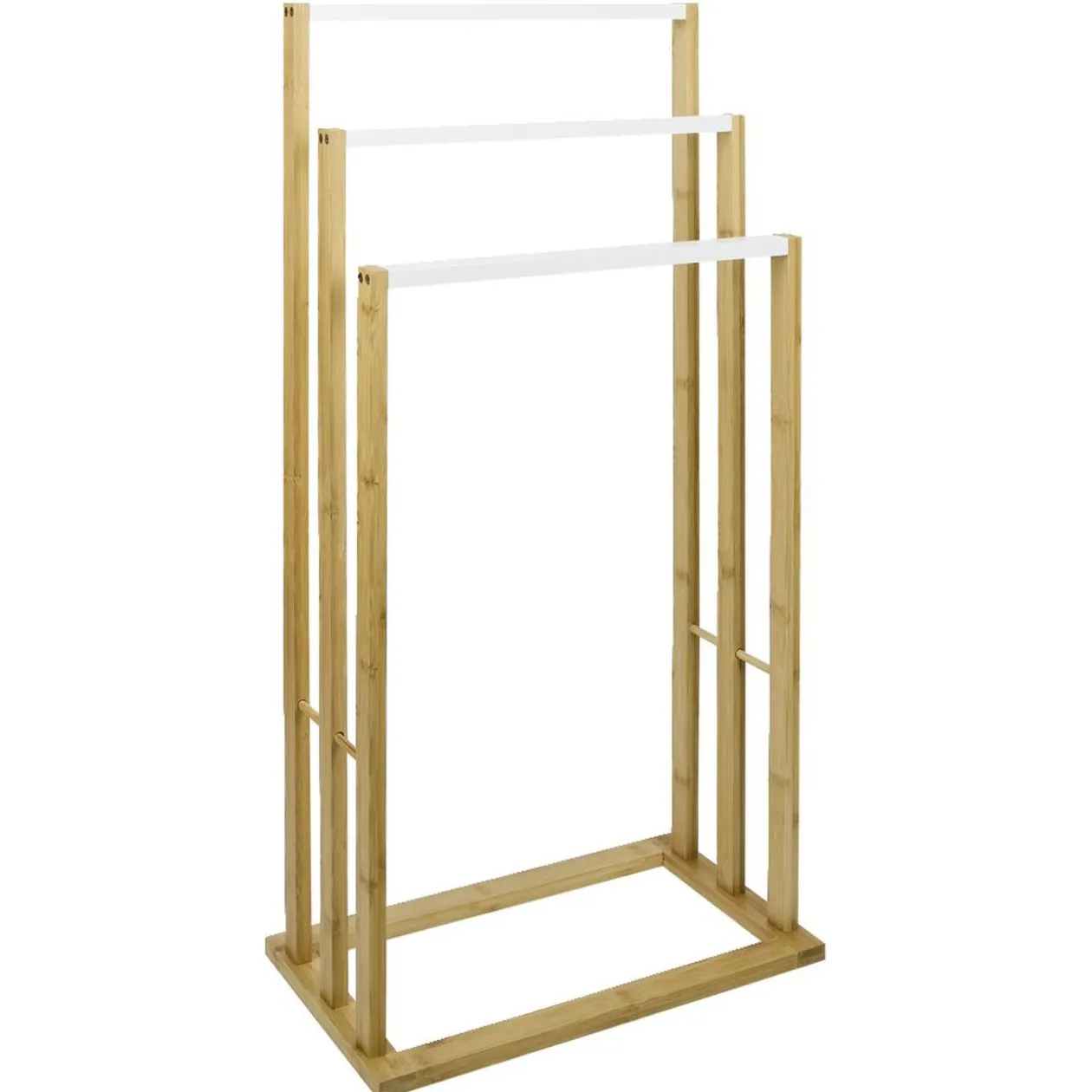 Porte-serviettes en bambou naturel et blanc 42x24xH81,5cm