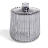 Pot à coton Ø9x11cm verre strié gris