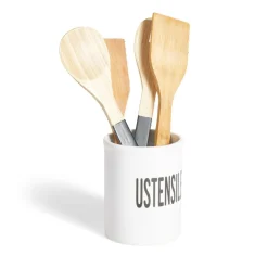 Pot à ustensiles dolomite blanc Ø10xH13,2cm