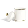 Pot céramique avec couvercle en blanc et bord doré Ø11,5xH17,5cm