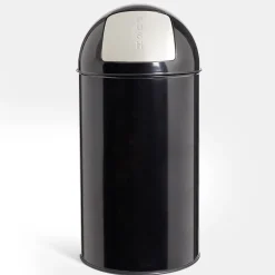 Poubelle à bascule 50L Ø36xH74cm métal noir