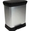 Poubelle à pédale aspect aluminium 30L